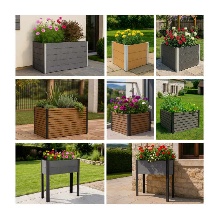 Moisture Resistant Interlocking WPC Raised Planter Box Garden bed for Vegetable and Flower Gardens