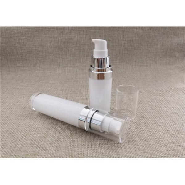 White Acrylic Dispenser Bottles , Straight Round Airless Lotion Pump Bottles