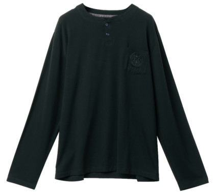 180gsm Polyester 65% Cotton 35%  Black Long Sleeve Knitted Shirt