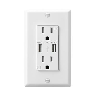 Tamper Resistant Fast Charging USB Socket Wall Mounted 15A 120V Outlet