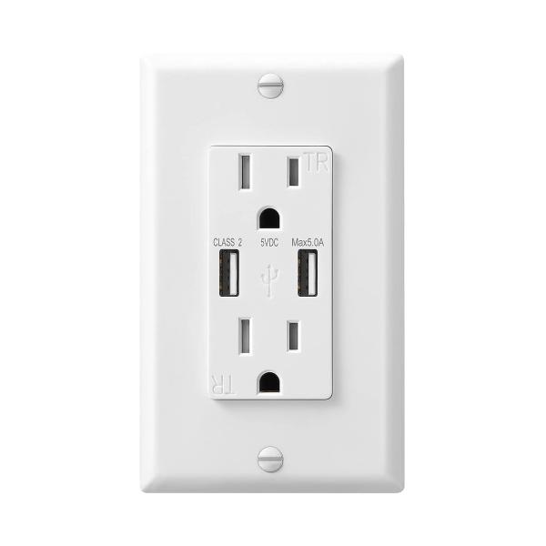 Tamper Resistant Fast Charging USB Socket Wall Mounted 15A 120V Outlet
