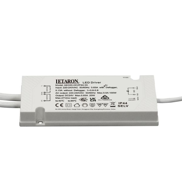 20W Slim LED Driver IP44 Waterproof 24V Power Supply with CE & UKCA Certificate