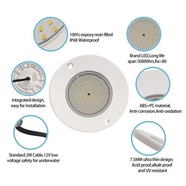 Bajo el agua LED Piscina de luces Ip68 impermeable Rgb Wifi control remoto ABS PC Material Tipo ultra delgado