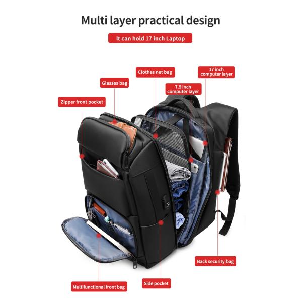High quality products men's waterproof 17 inch Laptop Backpack Travel Business Backpack