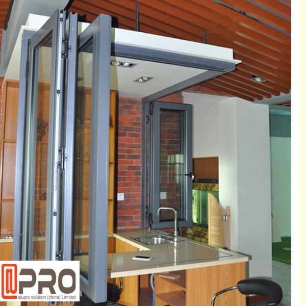 Janela de deslizamento de vidro de alumínio reflexiva/janelas dedobramento porta de alumínio Bifold horizontal da bi-dobra de Windows para