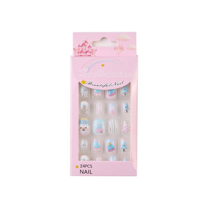 Christmas 3D Kids Press On Nails 24pcs Easy To Apply For Xmas Holiday