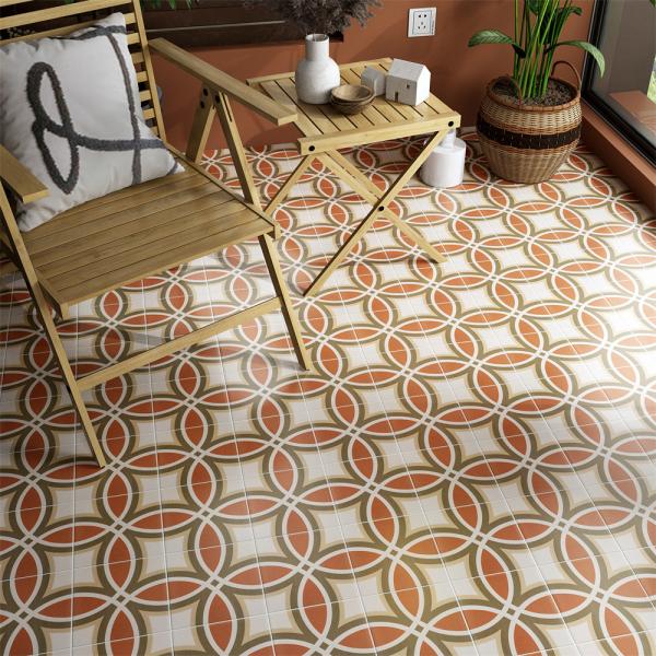 20x20cm Beige & Yellow Ceramic Rustic Tile for Floor and Wall