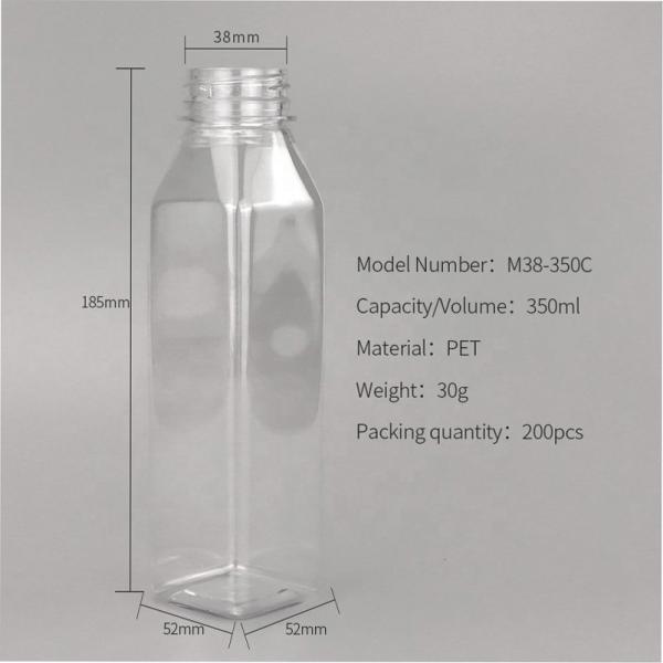 12oz Empty PET Plastic Juice Bottles With Screw Cap For Beverage