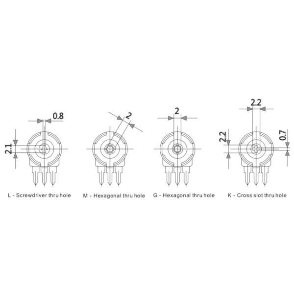 10mm Spain Carbon Composition Potentiometer PT10 Type 100Ω ~ 5MΩ 0.15W