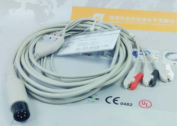 Generic AAMI 6 Pin 3 Lead Ecg Cable , Grabber AHA Ecg Cables And Leadwires