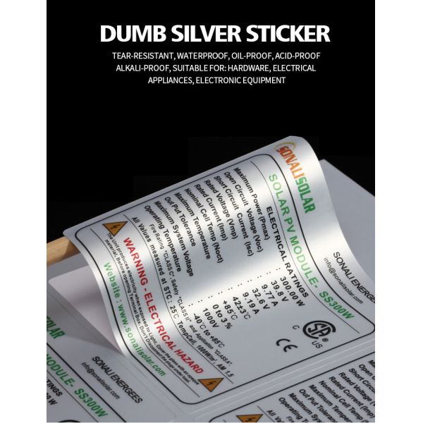 Matte Silver Custom Adhesive Label Sticker For Home Appliances