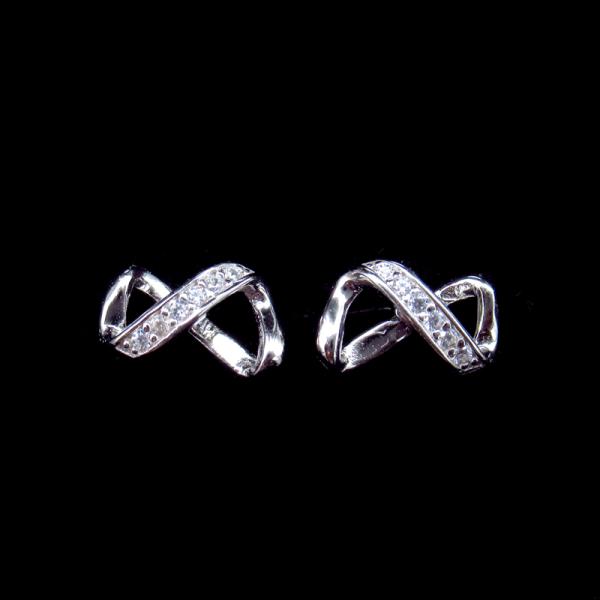 Vintage Cubic Zirconia Stud Earrings Sterling Silver / Small 925 Fzn Earrings