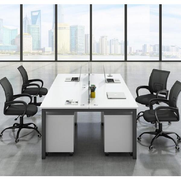 Customizable Color Modern Soild Wood Multi-person Staff Desk with Filing Cabinet Furniture