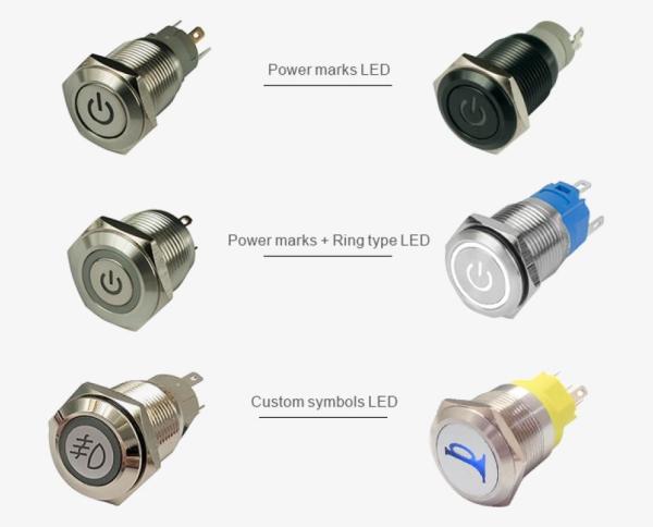Silver Push Button Latching Switch On Off 12mm Metal Push Button Switch