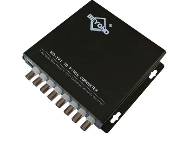 8-ch TVI to fiber converter,1080P@HD-TVI video with 1-ch Reserve RS485 data to fiber multipelxer