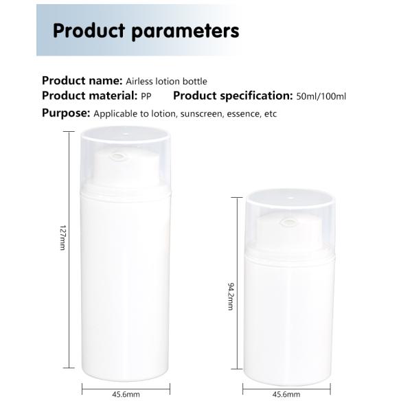50ml/100ml PP Airless Lotion Bottle Skin Care Packaging Essence Liotion Suncreen Bottle UKA77