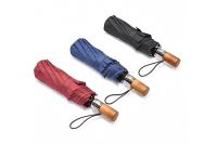 Quadro reforçado de dobramento Windproof automático de pouco peso do guarda-chuva punho de madeira