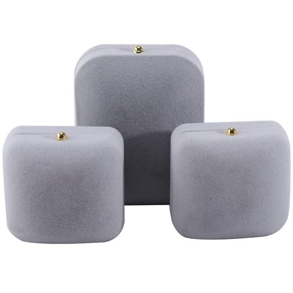 Boîte à bijoux en velours gris Hanhong pour bracelet boucles d'oreilles collier