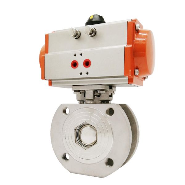 Compact Italian Style Wafer Pneumatic Ball Valve SS304 PN16 Two Way Wafer Ball Valve for Water Gas Oil Pipeline