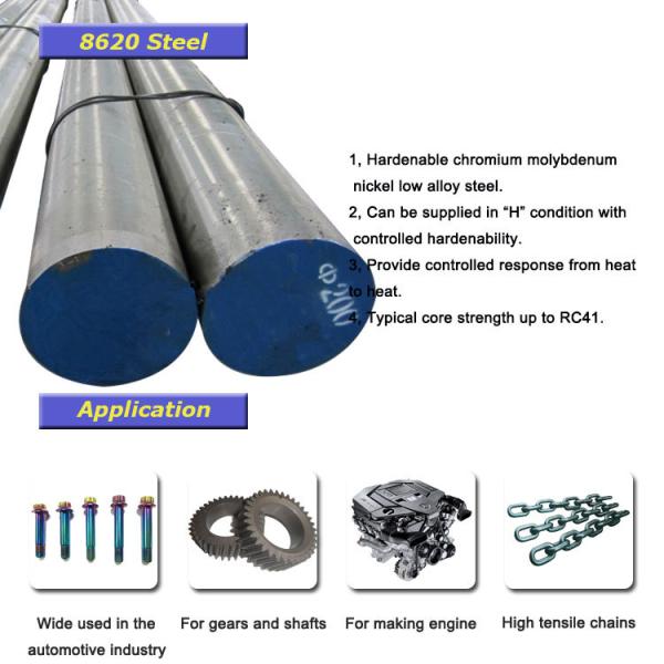 Long Spring Steel Bar , Forged Round Bar 130 - 1600mm ASTM 8620 / EN 21NiCrMo2 1.6523