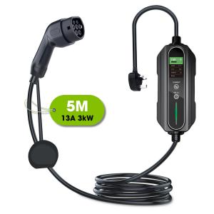 タイプ2携帯用EVの充電器6A - 13A可変的な3kW 5メートル イギリス3 Pinのプラグ