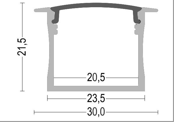 Recessed Sandblasting 6063 T5 LED Strip Aluminium Extrusion