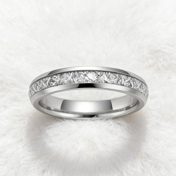 6mm Silver Plated Tungsten Ring with Trendy Color-Blocking for Men and Women Wedding Band