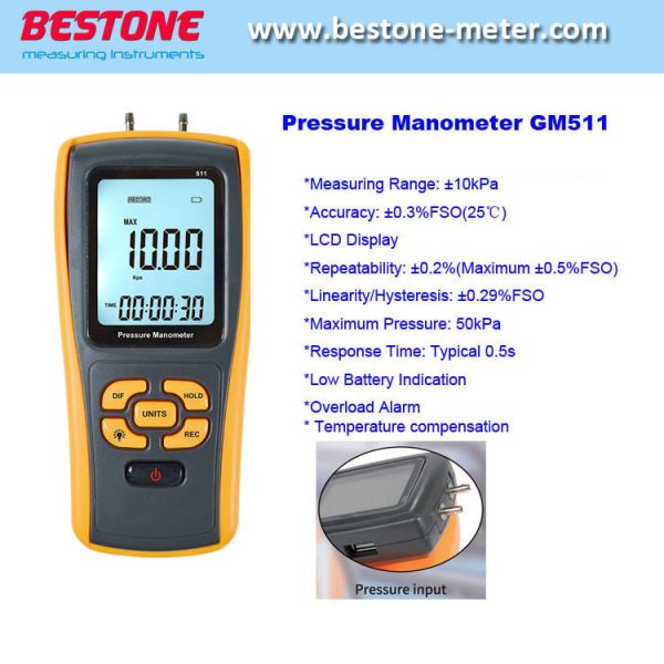 GM511 Digital USB Differential Pressure Gauge Manometer Tester +-10kpa