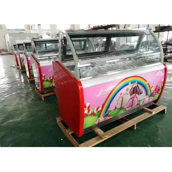 Mini helado pantalla de puerta de vidrio en posición vertical congelador helado forma barril nevera