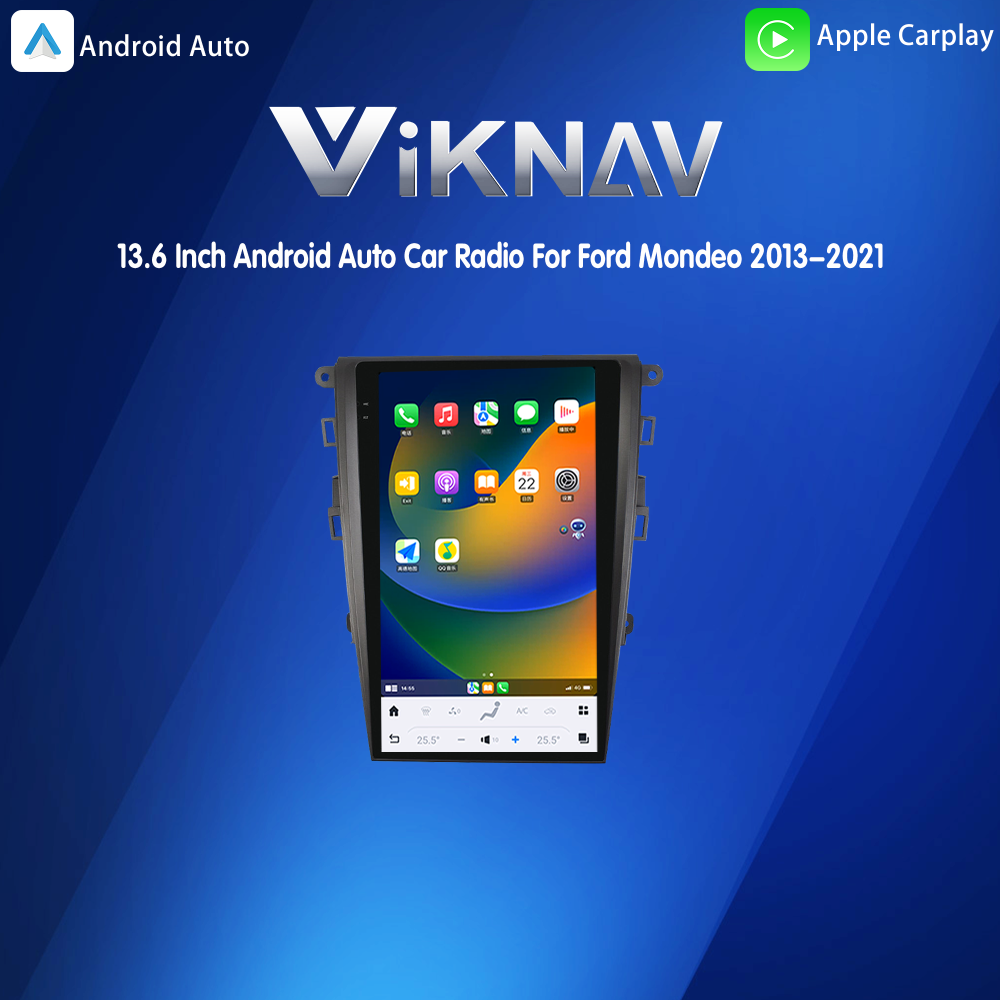 Viknav 13,6 дюйма Android Автомобильное радио Для Ford Mondeo 2013-2021 Мультиме