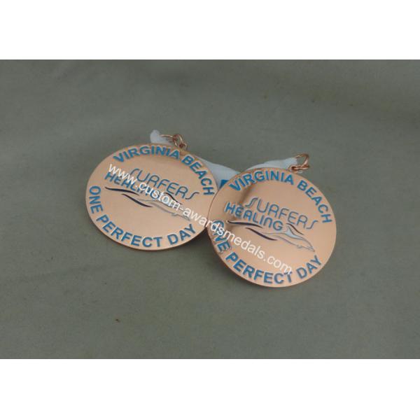 Zinc Alloy Award Ribbons Medals , Eco Friendly Award Medals For Kids