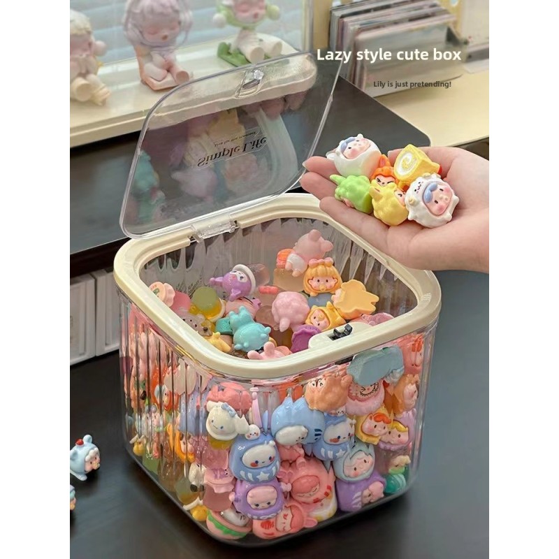 Factory Direct Minimal Vertical Stripe Design Large Capacity Toy Decor Storage Box Acrylic Transparent Dustproof Display Box