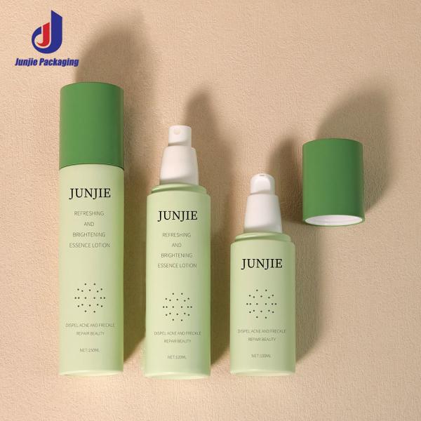 Green Plastic Pump Bottles Frosted Plastic Bottles Customized With Cylindrical Design