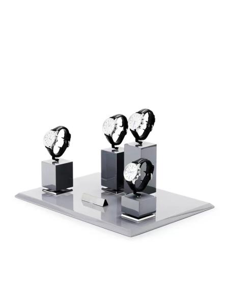 High End Creative Grey Luxury Watch Display Plastic Metal Watch Holder Stand