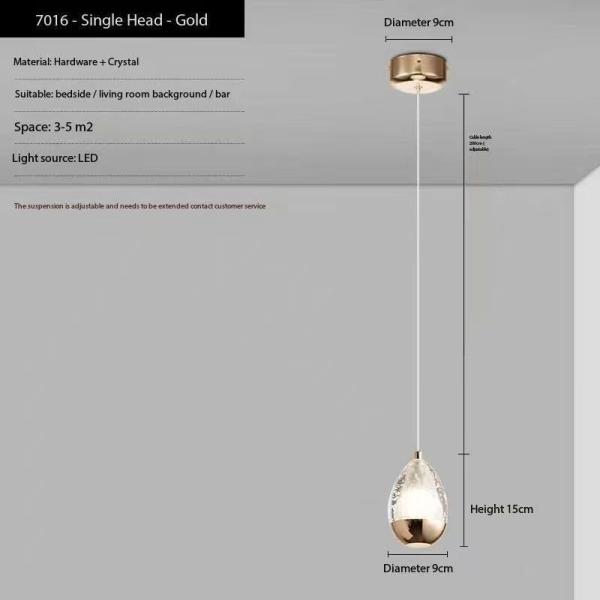 Acrylic Bedside Senior Sense Light Luxury Classic Cafe Restaurant Bar Round Glass LED Chandelier