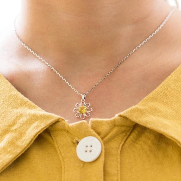 925 Стерлинговое Серебряное Подвесник Солнцезащитный с цепочкой Ювелирный дизайн Желтый Кубический Циркон