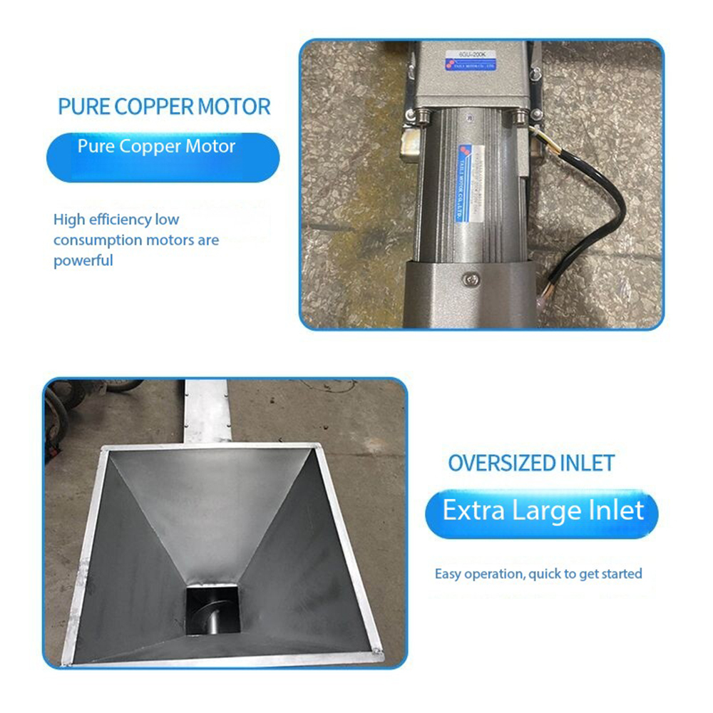 Stainless Steel Screw Feeder with Square Hopper and Variable Frequency Drive for Powder and Granule Conveying
