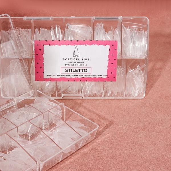 100 Pcs Nail Art Salon Full Cover Press on Clear Fake Soft Gel Nail Tip XXL Long Nails Tip Long Coffin 10 Size Fake Nails for Extension