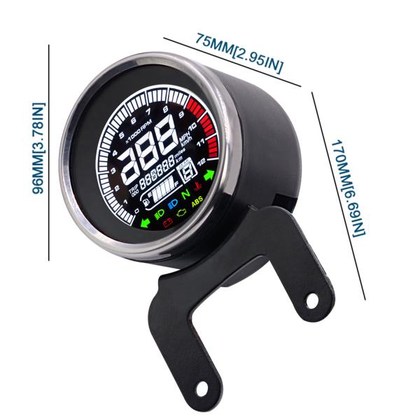 Black 12V Motorbike Fuel Gauge , LCD Universal Motorcycle Cluster