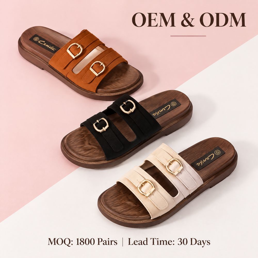 D-Ring Slides with Brown Sole | Source Factory Supply