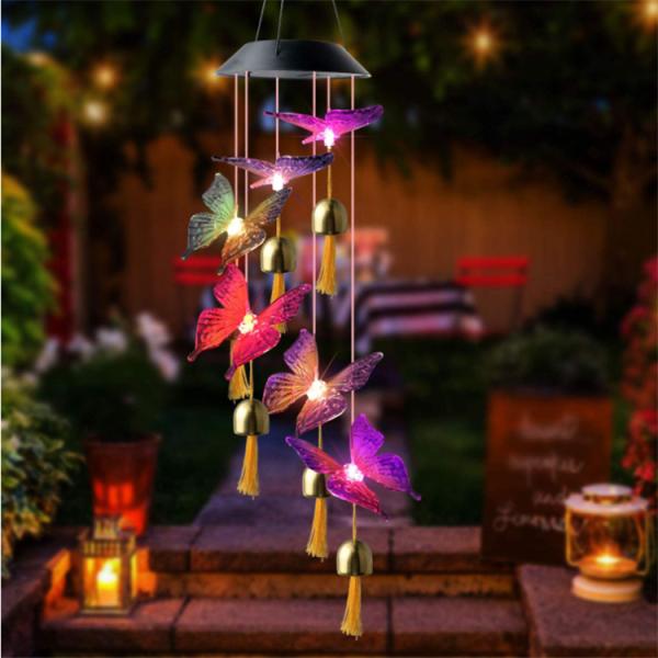 Garden Wind Bell Lamp Solar Wind Chimes Light for Customizable Indoor Butterfly Decor