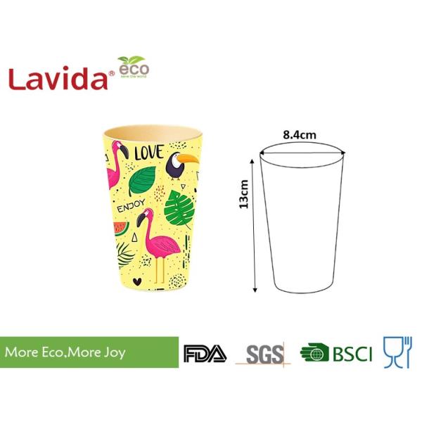 BPA / Heavy Metals Free Bamboo Fiber Cup Decal Printing Glass Tumbler Mug 440ml