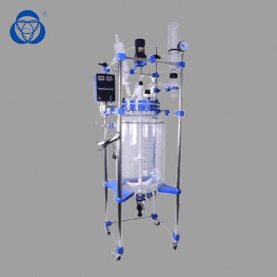 Reator de vidro de agitação do laboratório, reator de vidro da dupla camada com o adaptador da vaca de 3 maneiras