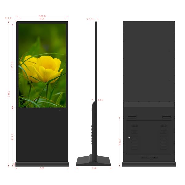 32 Inch Portable All-In-One Floor Standing Digital Signage Touch Screen LCD Advertising Machine for Exhibition
