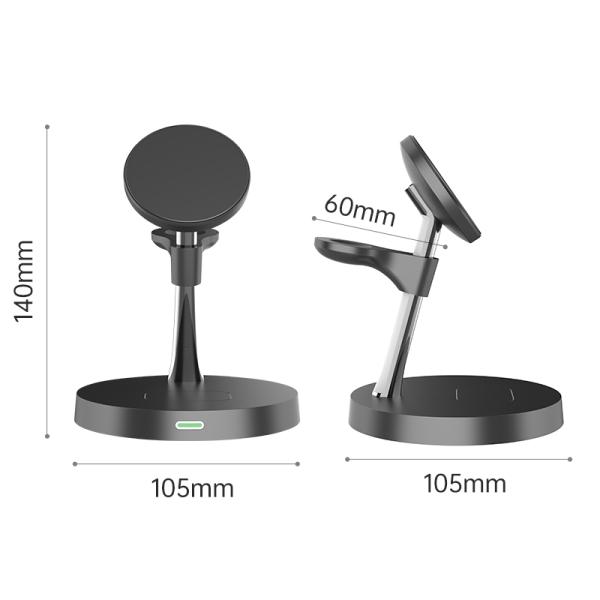 3-in-1 Magnetic Wireless Charger with 15W Fast Charging Portable Travel Charger Supports iPhone 12/13/14/15/16 and Qi Standard