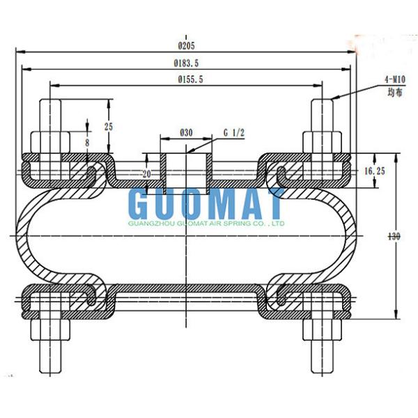G1/2 Air Connection Dunlop SP1536 Industrial Air Spring for Machine Isolation