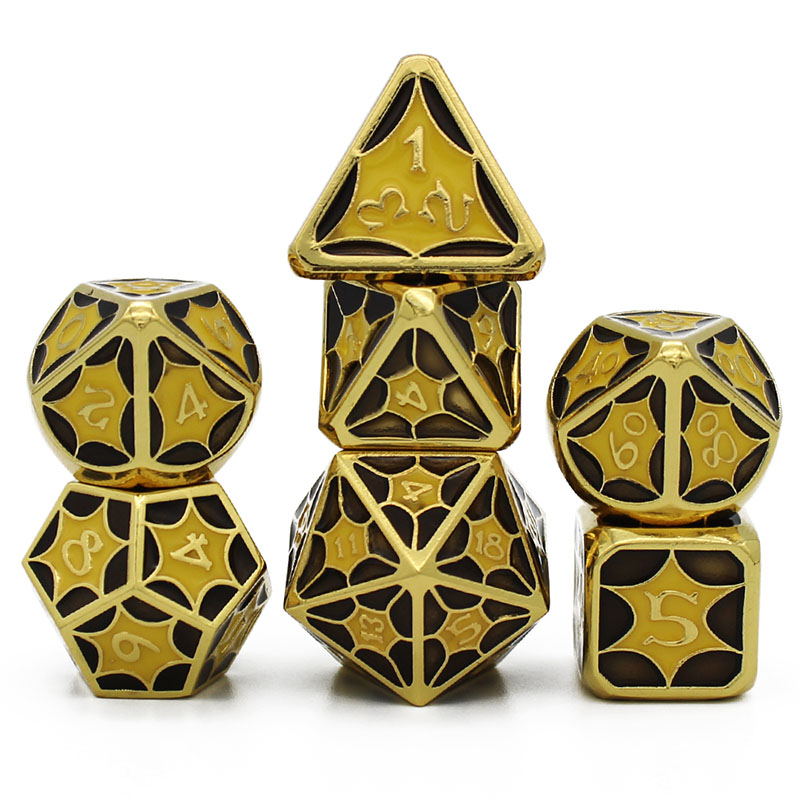 Zinc Alloy Metal Dice Set with Custom Logo and Sharp Edge for DND RPG Games