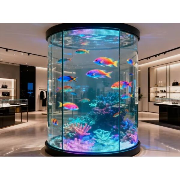 P4 Indoor Flexible LED Transparent Film Screen with PC Resin Material, IP67 Protection, and Customizable Sizes for Modern Displays