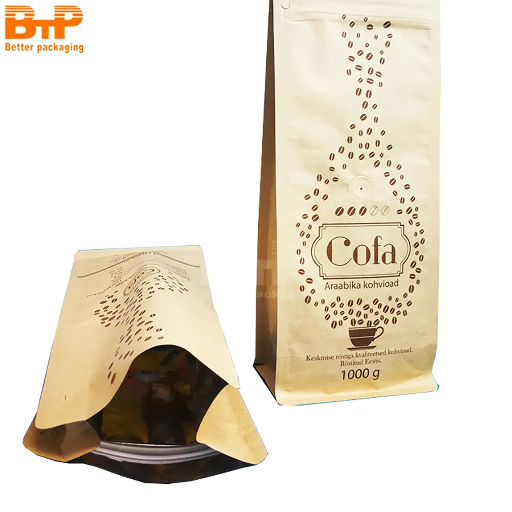 Kraft Paper Aluminum Coffee Zipper Food Packaging Bag Mylar Custom Printed Resealable