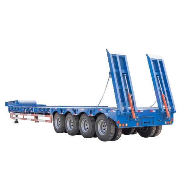 4 Axles 90 Tons Low Bed Semi Trailer For Heavy Machinery